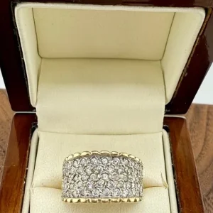 Stunning Wide 9ct Gold Diamond Band Ring – ~ 1ct Total Diamond Weight