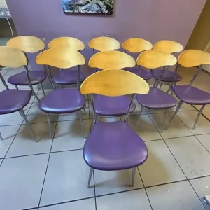 Purple faux leather dining chairs