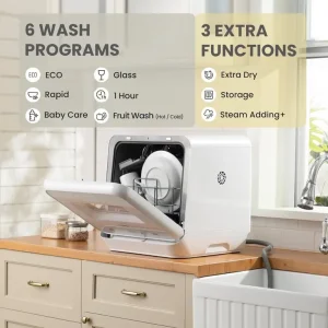 COMFEE Mini Countertop Dishwasher with 6L Water Tank - Image 4