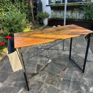 Wooden desk table with storage compartment - Image 7
