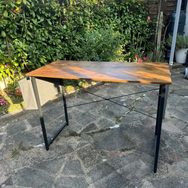 Wooden desk table with storage compartment