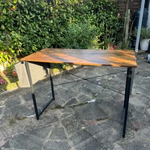 Wooden desk table with storage compartment
