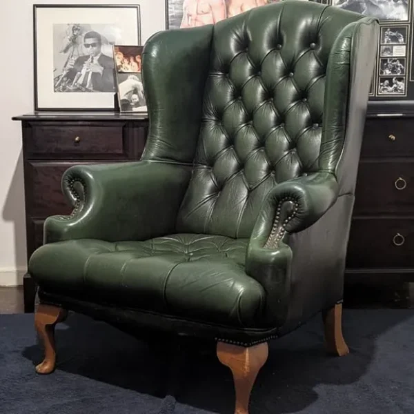Vintage queen Anne wingback armchair