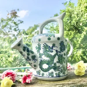 Vintage porcelain watering can with dragon and birds - Image 5