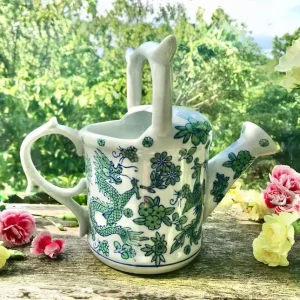 Vintage porcelain watering can with dragon and birds - Image 7