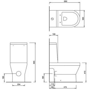 Britton Bathrooms Curve S30 Close Coupled Back to Wall Toilet - Image 3