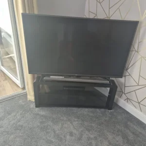 Tv stand with glass shelves