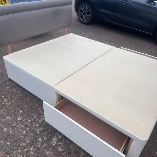 King size bed frame with headboard and drawers
