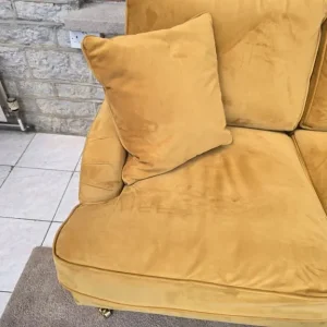 Pelyton Gold Ochre Mustard Velvet Sofa - Image 4