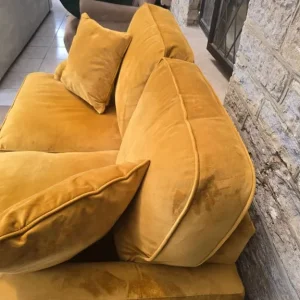 Pelyton Gold Ochre Mustard Velvet Sofa - Image 5