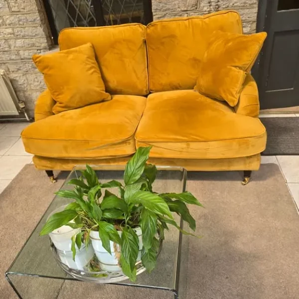 Pelyton Gold Ochre Mustard Velvet Sofa