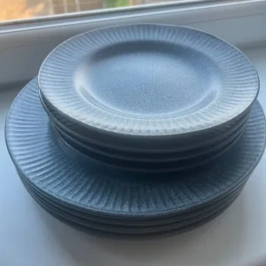 Dinner Set + Glasses (Navy Textured) - Image 2