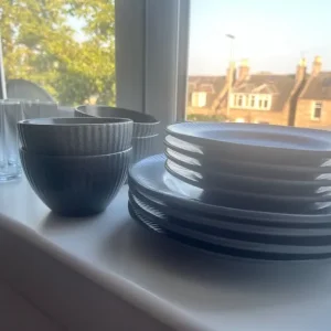 Dinner Set + Glasses (Navy Textured) - Image 4