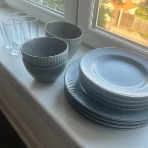 Dinner Set + Glasses (Navy Textured)