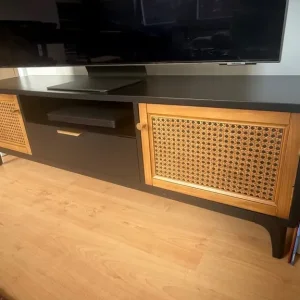 Dunelm Franco TV Stand – Rattan, Black - Image 3