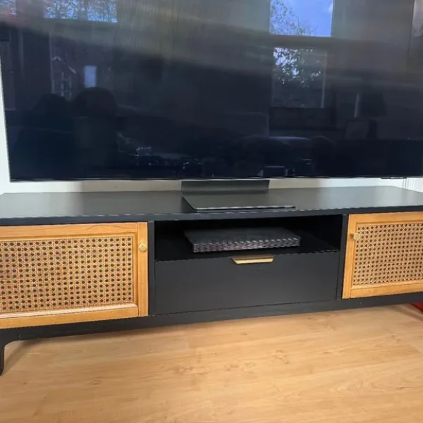 Dunelm Franco TV Stand – Rattan, Black