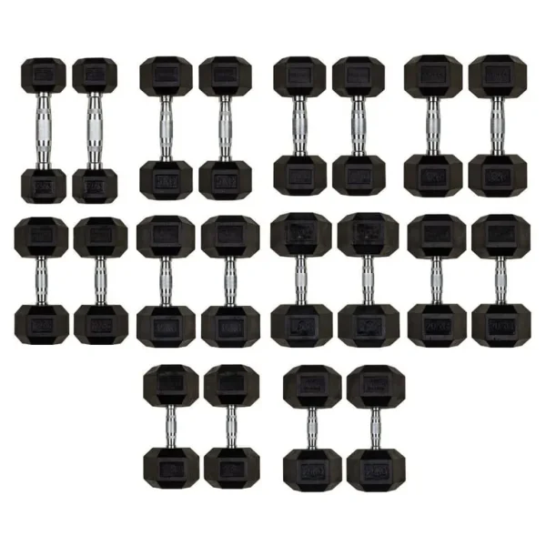 Hill Icon Rubber Hex Dumbbell Set 2.5kg – 25kg