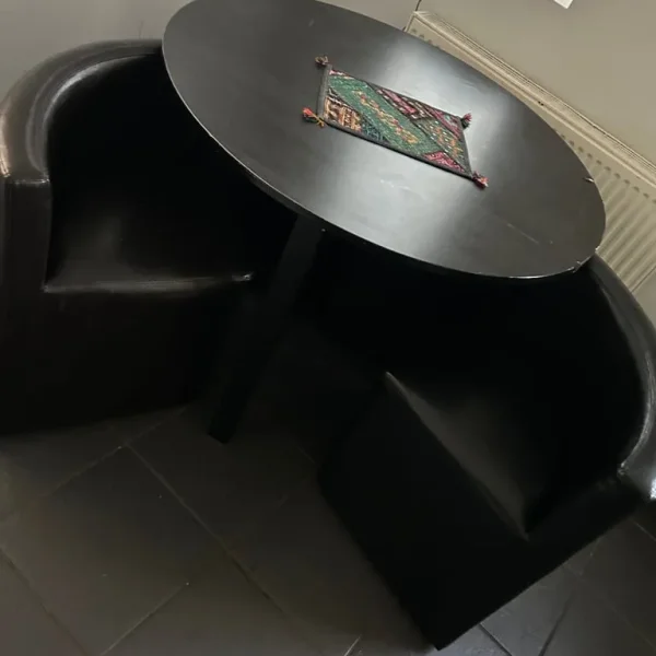 Round space saver dining table and four seats