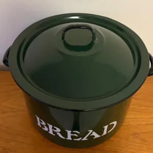 Vintage Enamel Bread Bin, Green - Image 3