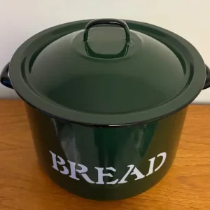 Vintage Enamel Bread Bin, Green - Image 6