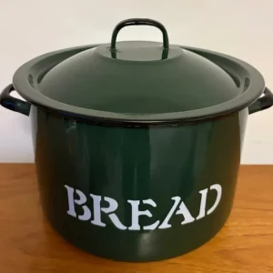Vintage Enamel Bread Bin, Green
