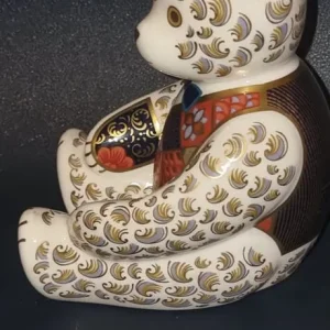 Large Seated Royal Crown Derby Blue Tie Bear Paperweight - Image 4
