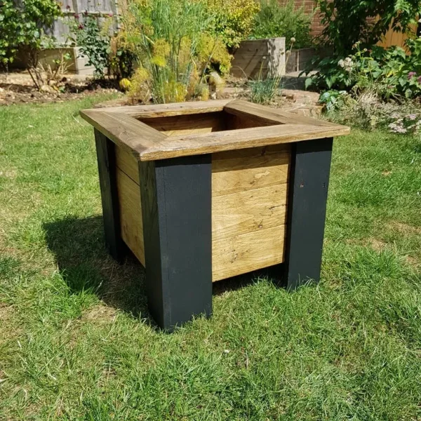 Black and Oak Handcrafted Pallet Wood Garden Planter
