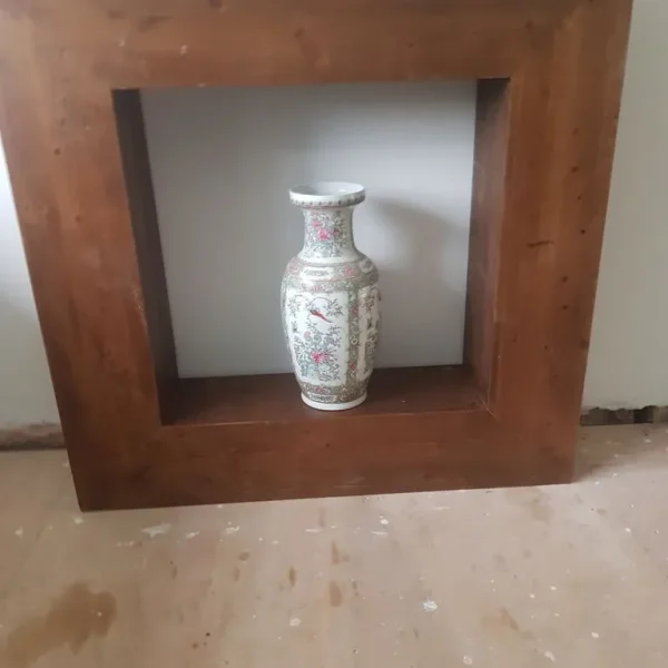 Pine fireplace surround and feature cabinet
