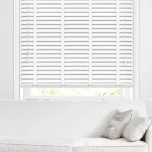 white wooden curtains