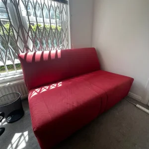 John Lewis red sofa bed with wheels - Image 2