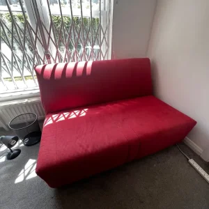 John Lewis red sofa bed with wheels - Image 3
