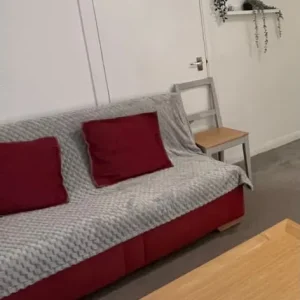 John Lewis red sofa bed with wheels - Image 4
