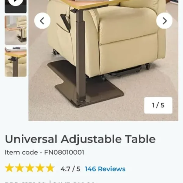 Careco adjustable table for bed or chair