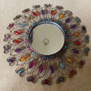 Decorative Jewelled Round Mirror