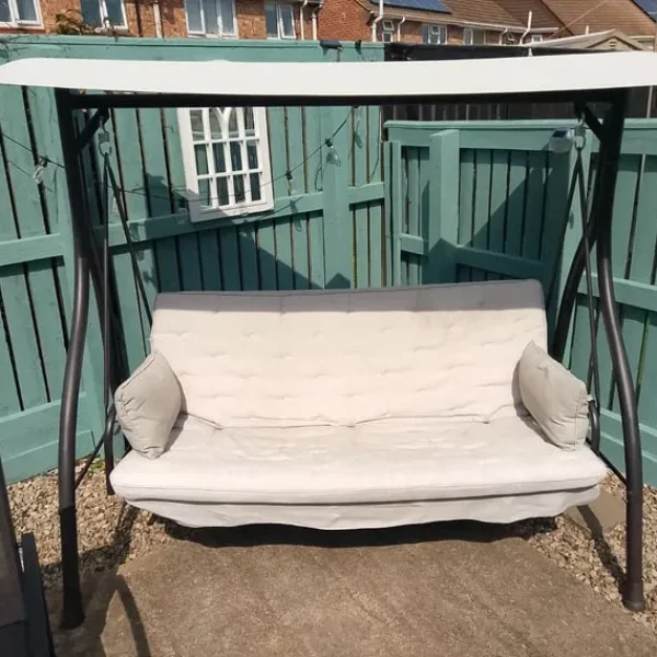 Garden swing seat that converts to bed