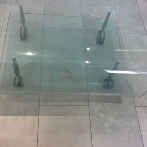 coffee table TV stand clear glass wheels - Image 3