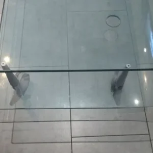 coffee table TV stand clear glass wheels - Image 6
