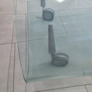 coffee table TV stand clear glass wheels - Image 7