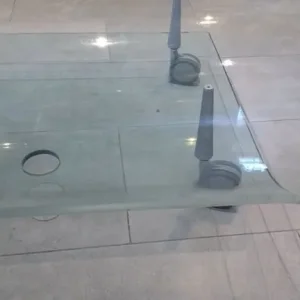 coffee table TV stand clear glass wheels - Image 8