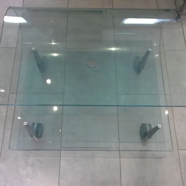 coffee table TV stand clear glass wheels