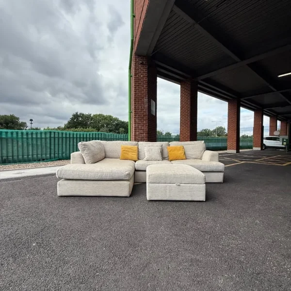 Beige Next L Shape Corner Sofa with Large Matching Ottoman