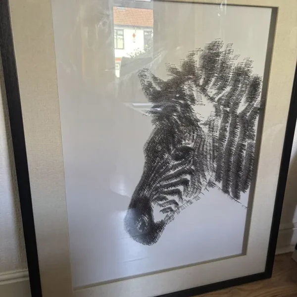 Zebra Portrait Made from 10,000 Nails