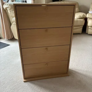 Beige wood CD drawers with 4 shelves