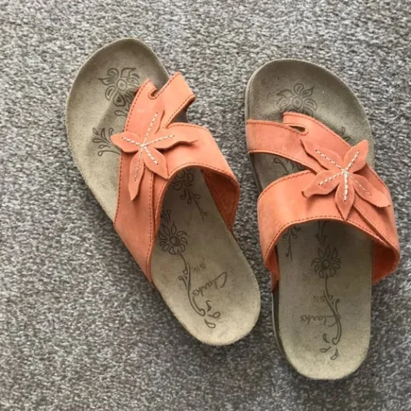Clarks orange flower soft leather sandals