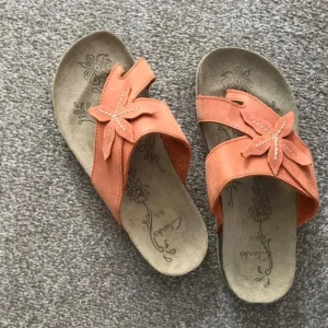 Clarks orange flower soft leather sandals