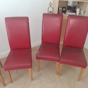 Red Leather Dining Chairs - Image 2