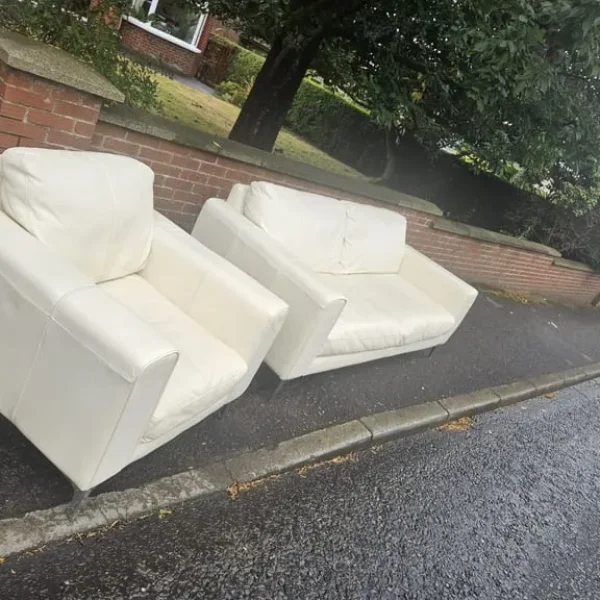 Cream leather 3,1 sofa set
