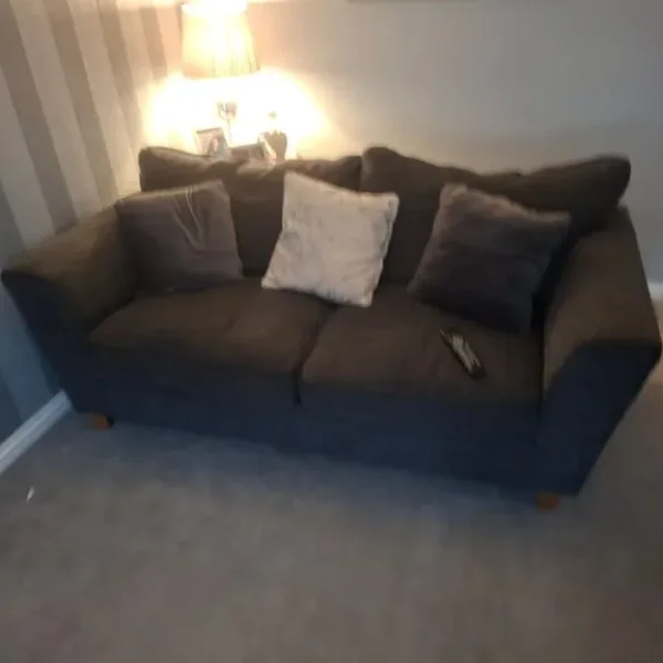 3+2 sofas from SCS plus console table, sideboard, clock and two lamps