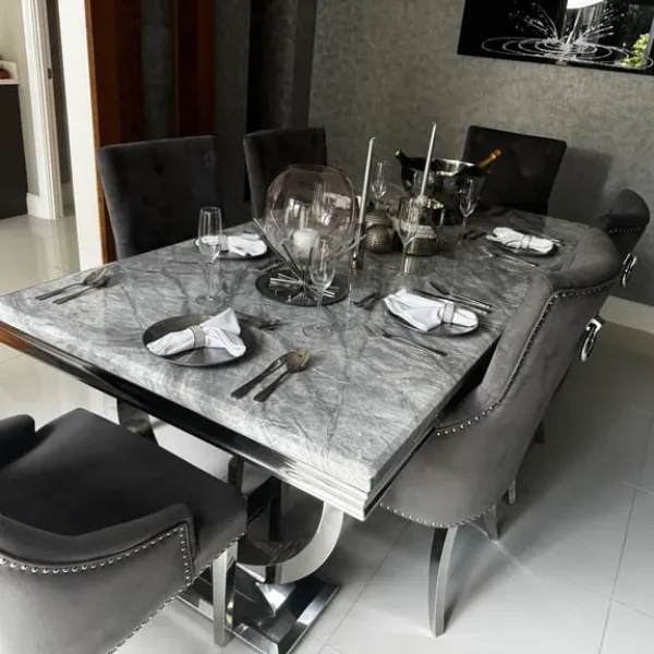 Marble table with 6 chairs