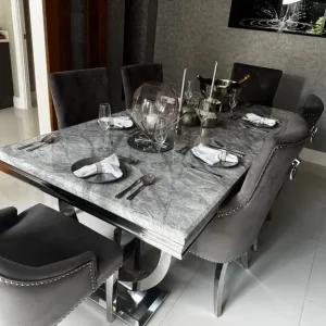 Marble table with 6 chairs